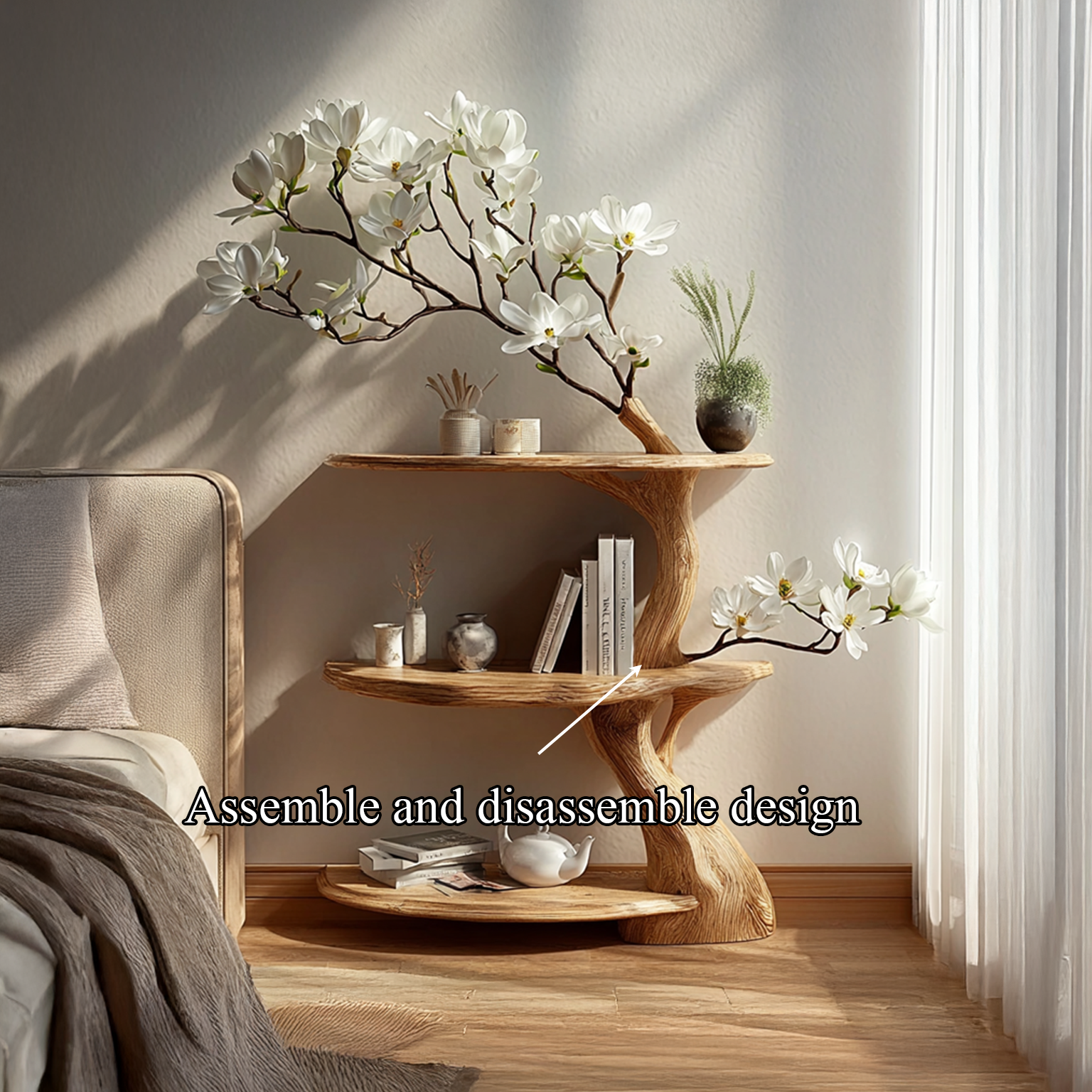 Rustic Tree Nightstand Bedroom SINLSABT007