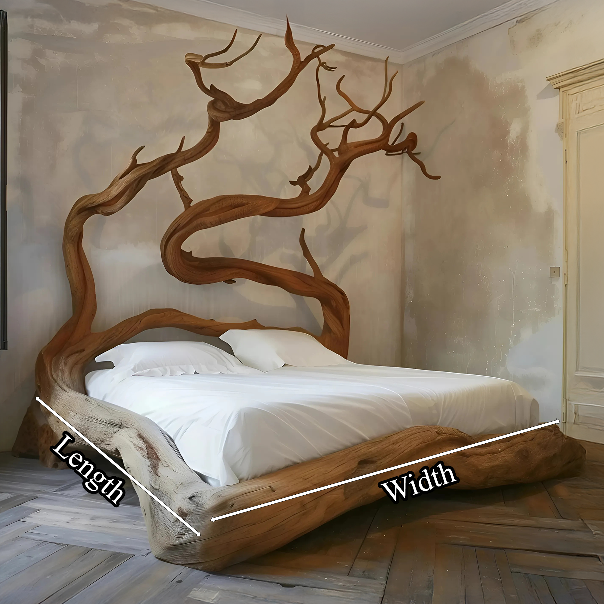 Backdrop Bed Frame Wood Furniture Handmade Decor Bedroom Valentine Gift SINLWB006