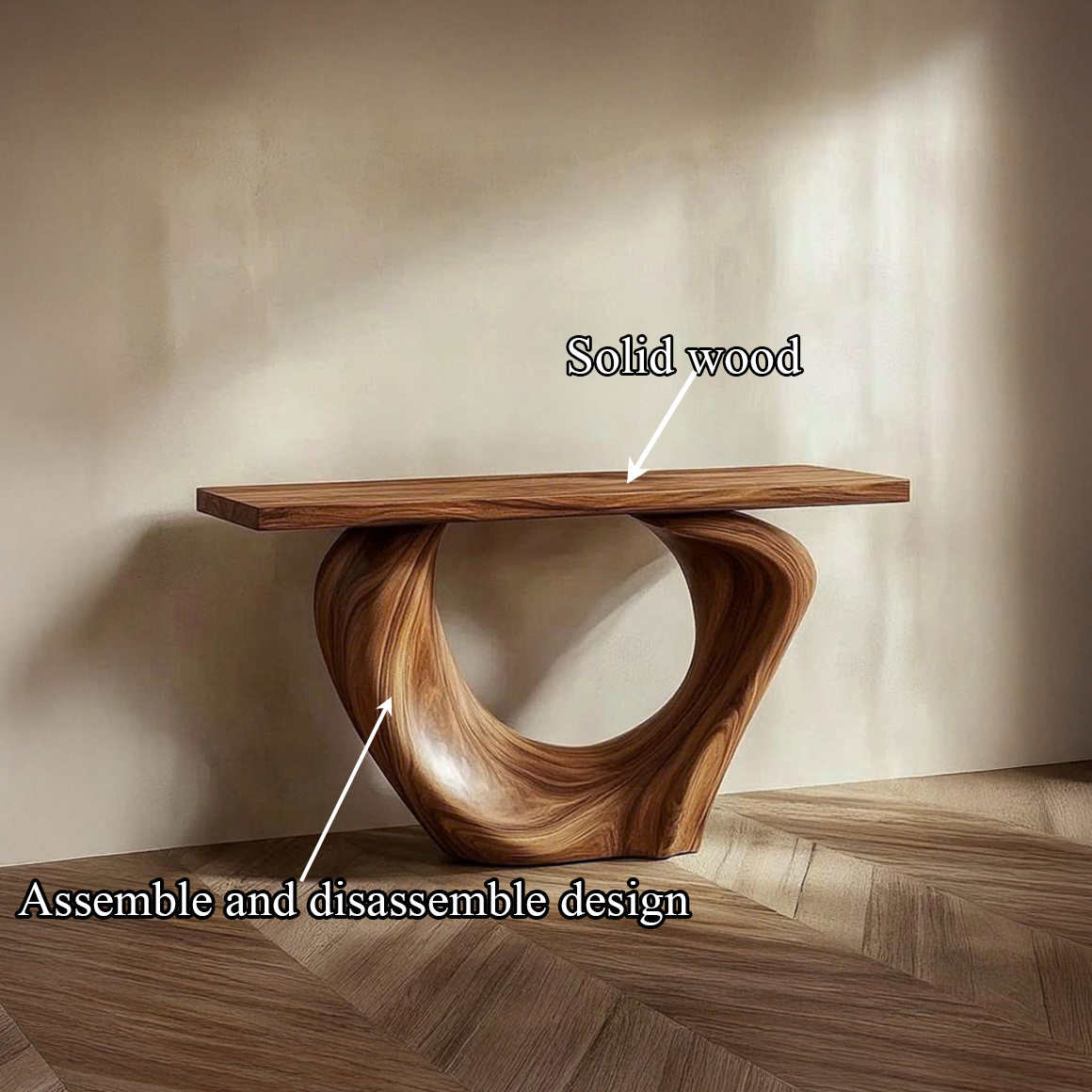 Mid Century Entry Table Curved Wood Slab Foyer SINLSACS395