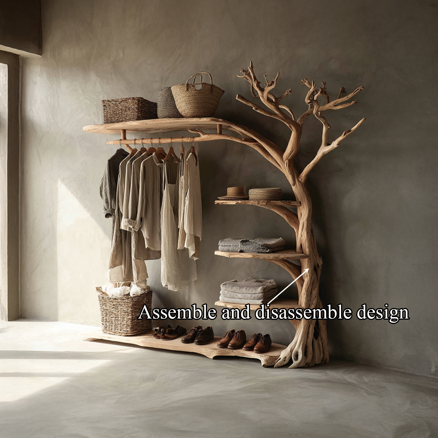 Rustic Coat Rack Shoe Shelf Entryway SINLSATB214