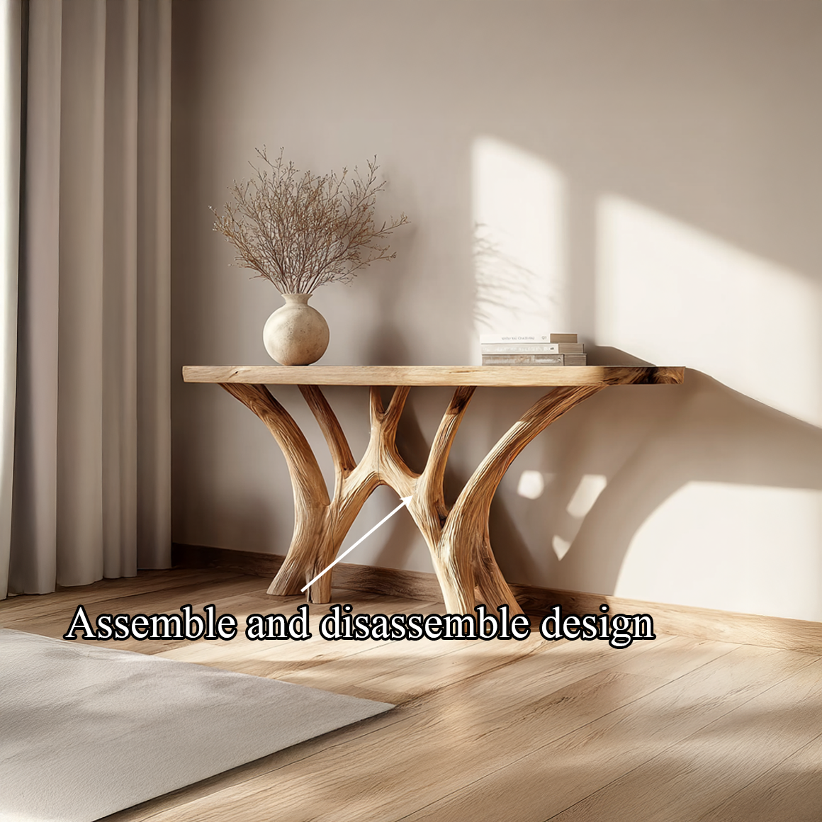 Live Edge Solid Wood Console Table Handmade For Entryway SINLSACS323