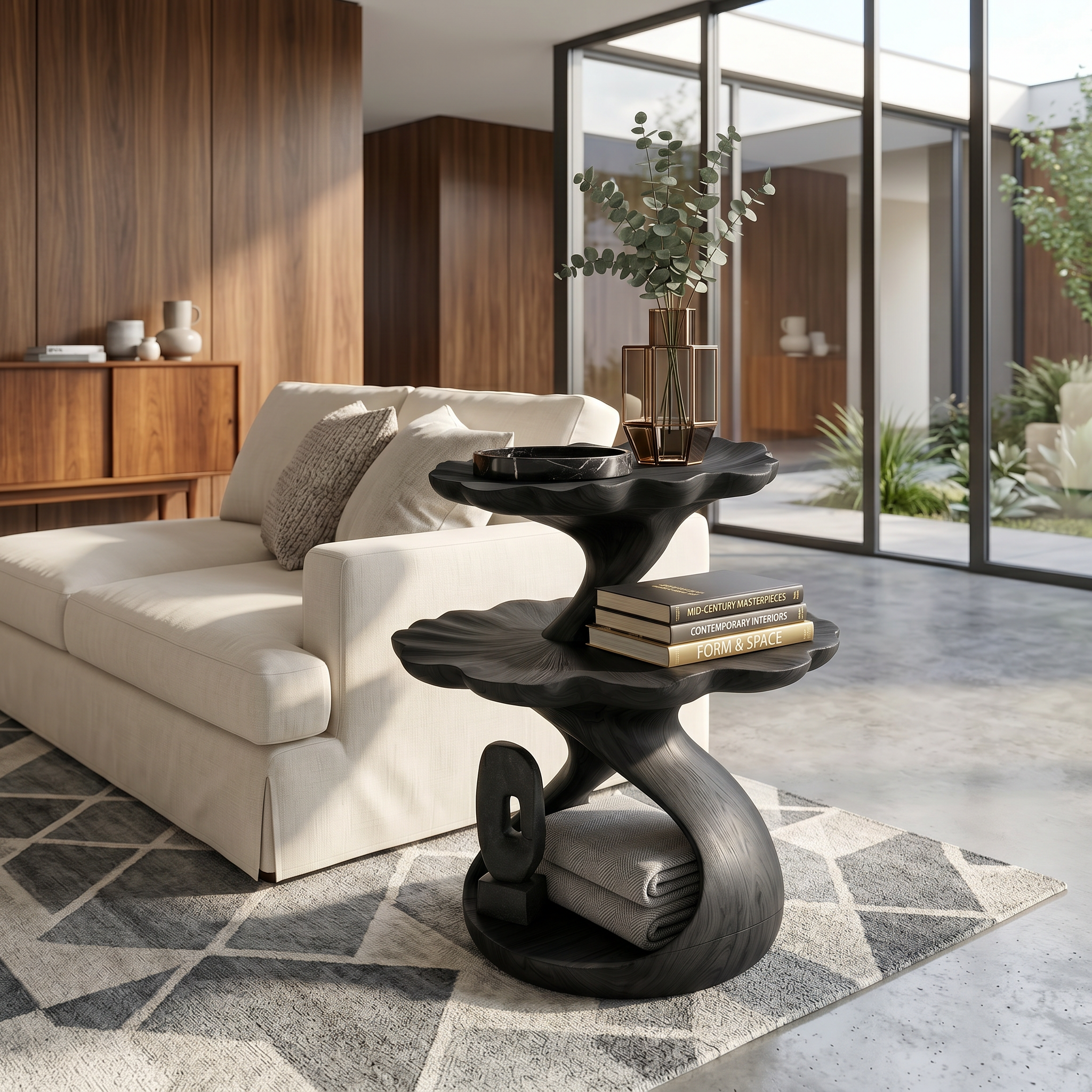 Mediterranean Two Tier Side Table Courtyard Living Room SILDTTRSTA026
