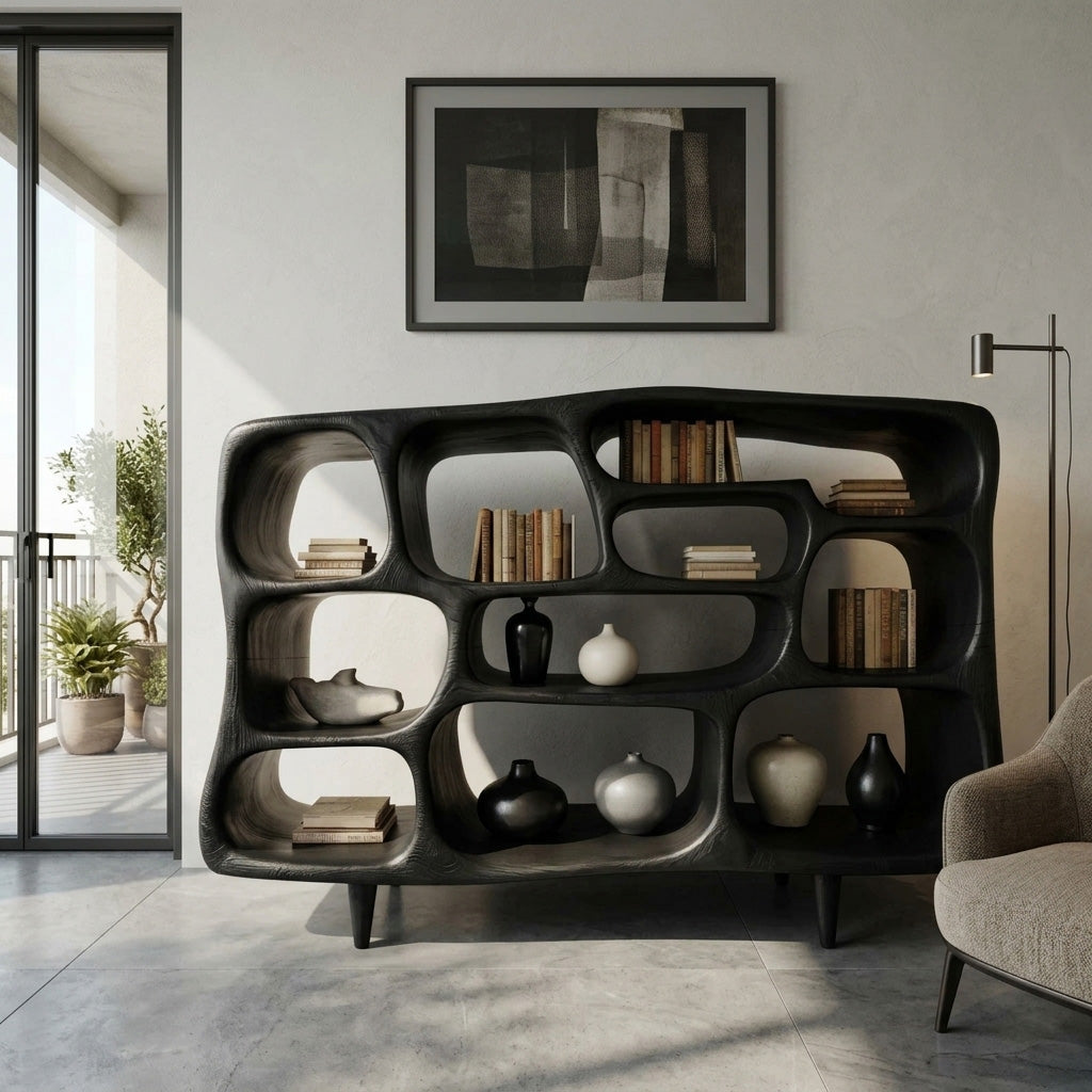 Modern Organic Bookshelf With Open Shelves For Living Room Or Office SITHHNBS026