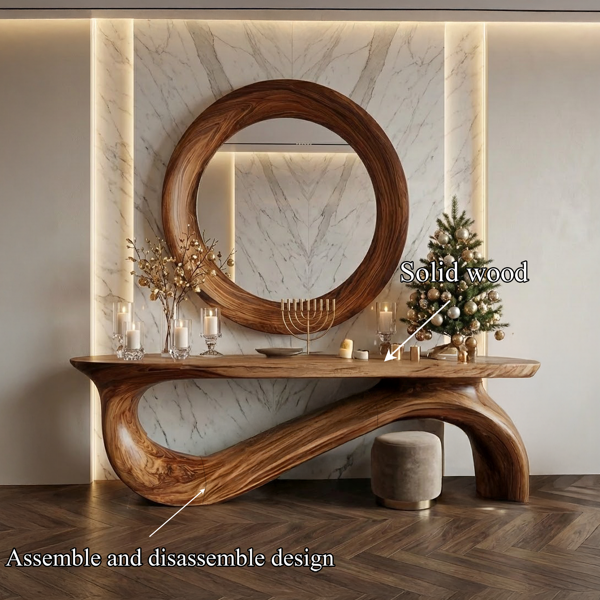 Modern Sculptural Console Table For Living Room And Entryway SINLSACS484