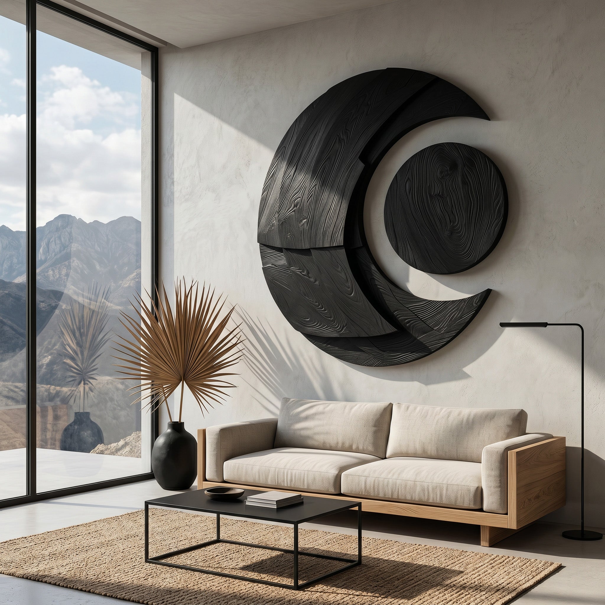 Modern Multi-layered Crescent Moon Wood Wall Art For Interior RTTHHNWA206