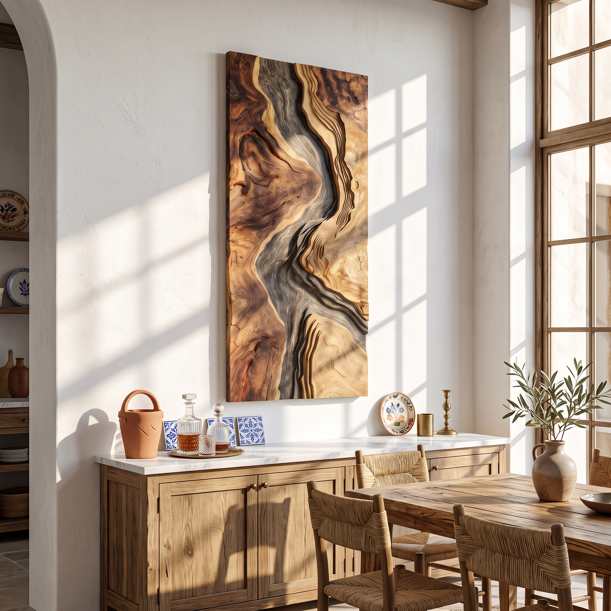 Handcrafted Wooden Wall Sculpture For Entryway Design SILDTTRWA043