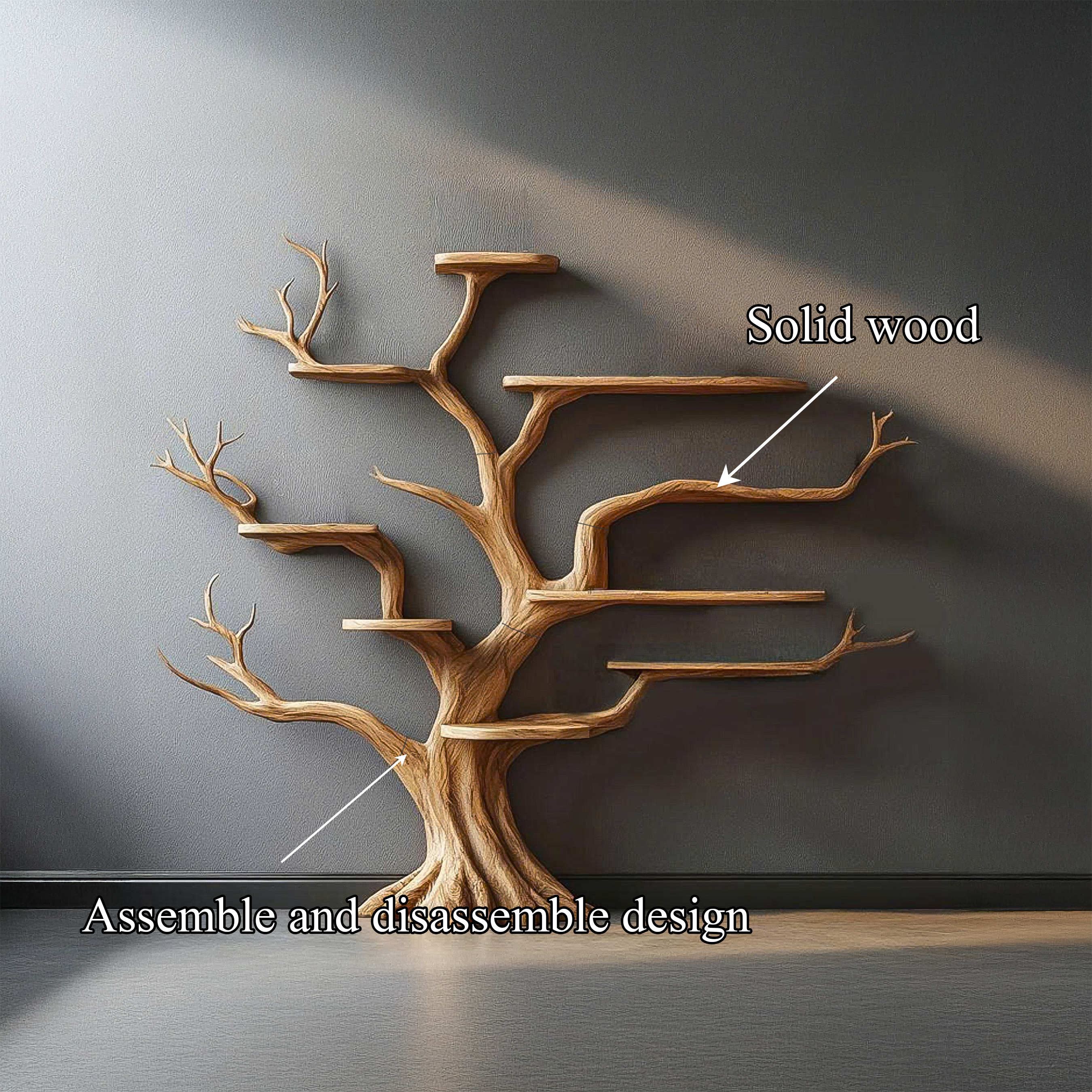 Rustic Organic Tree Shelf Christmas Edition Entryway SINLSATB559