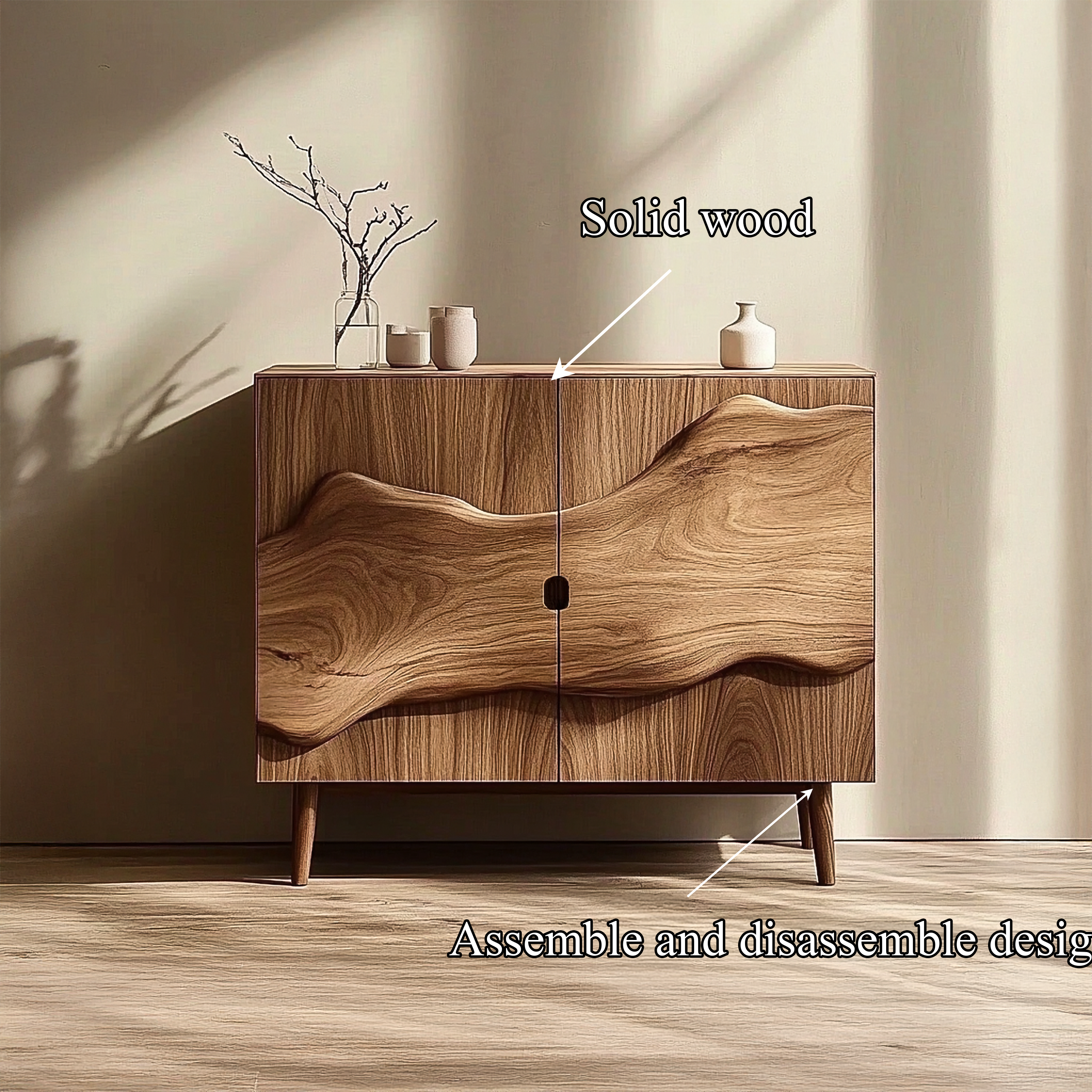 Organic Modern Display Storage Cabinet For Living Room And Entryway SINLSASC357