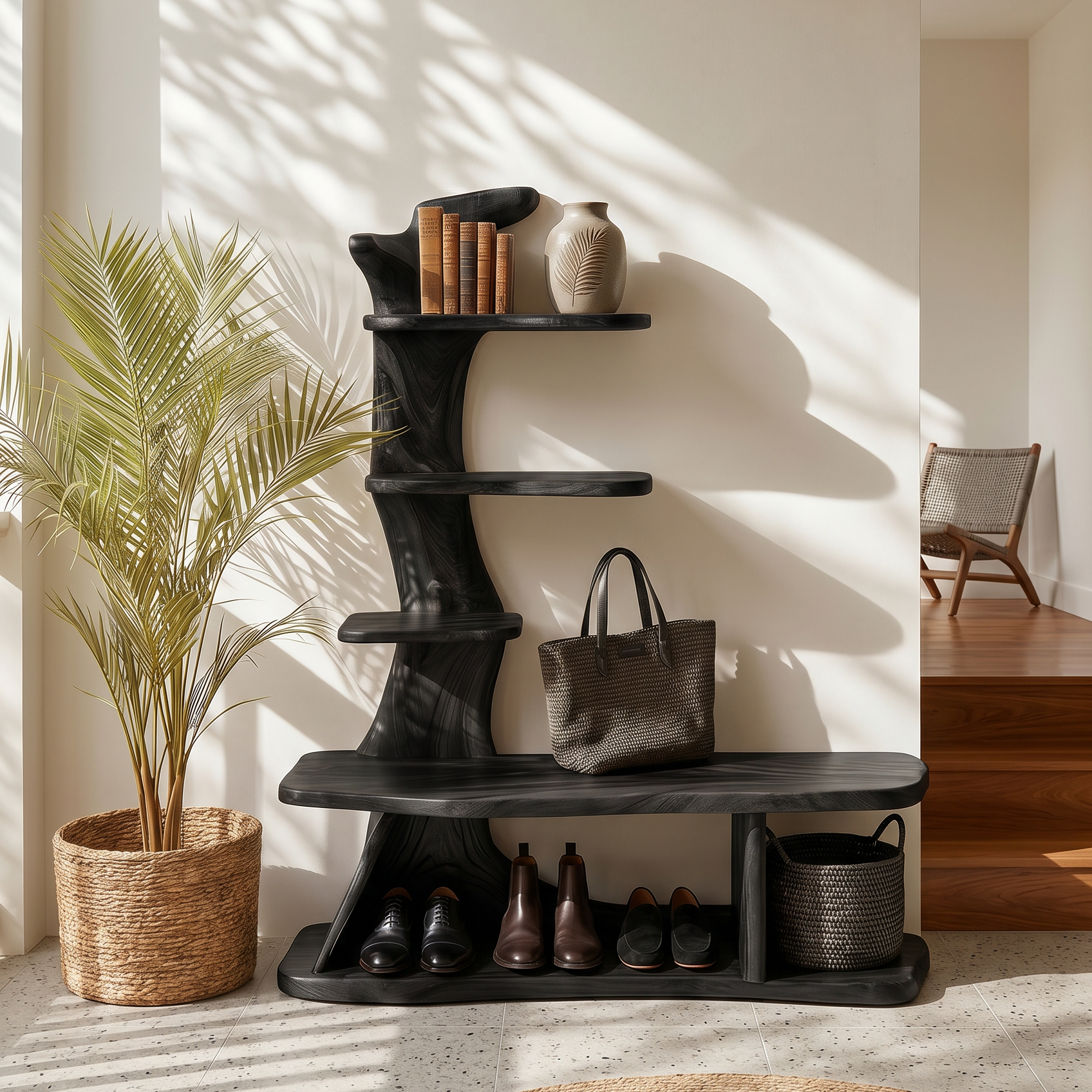 Industrial Shoe Rack Shelf For Loft Entryway Hallway Placement SILDTTRSHB007