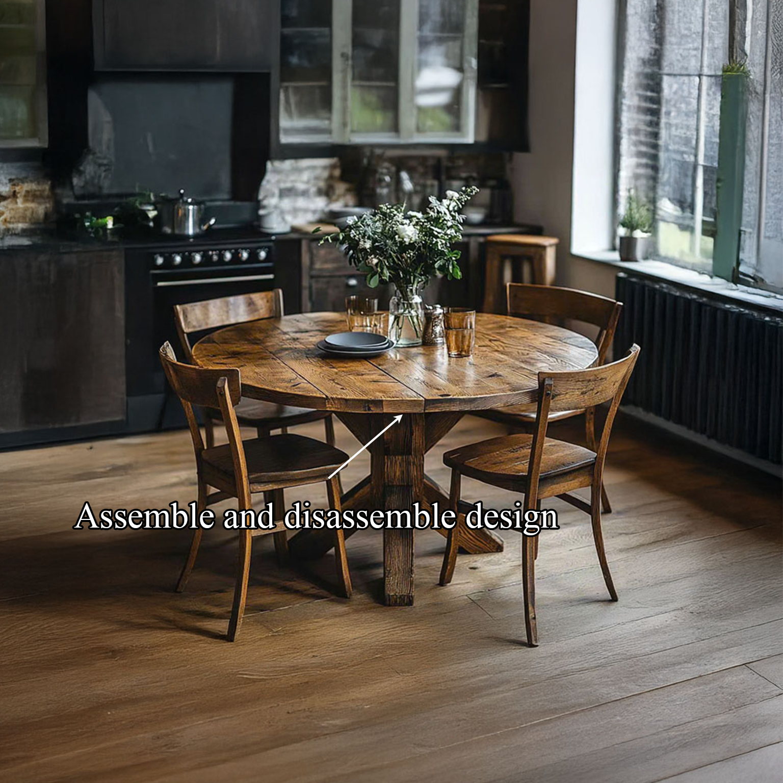 Rustic Round Dining Table Small Dining Room SINLSADT074