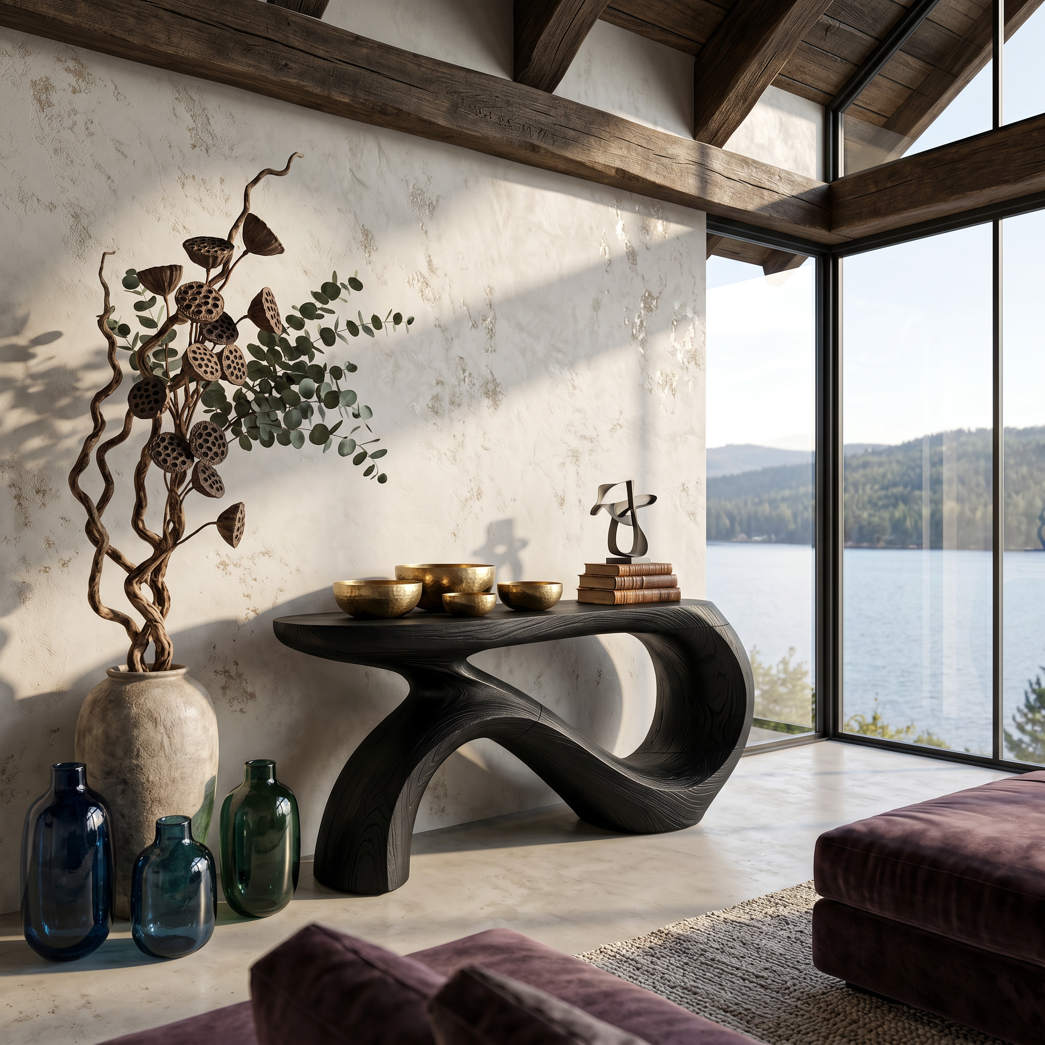 Modern Curved Console Table For Entryway Interior Space SILDTTNCS106