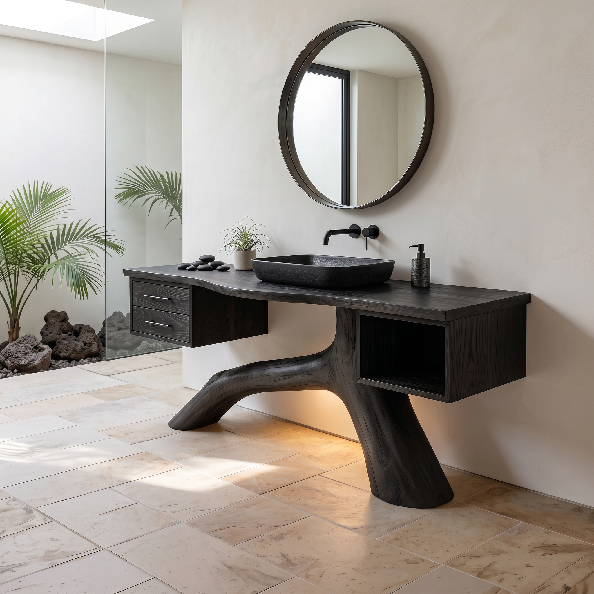 Tropical Double Sink Wood Vanity With Storage Resort Bathroom SILDTTRBRV148