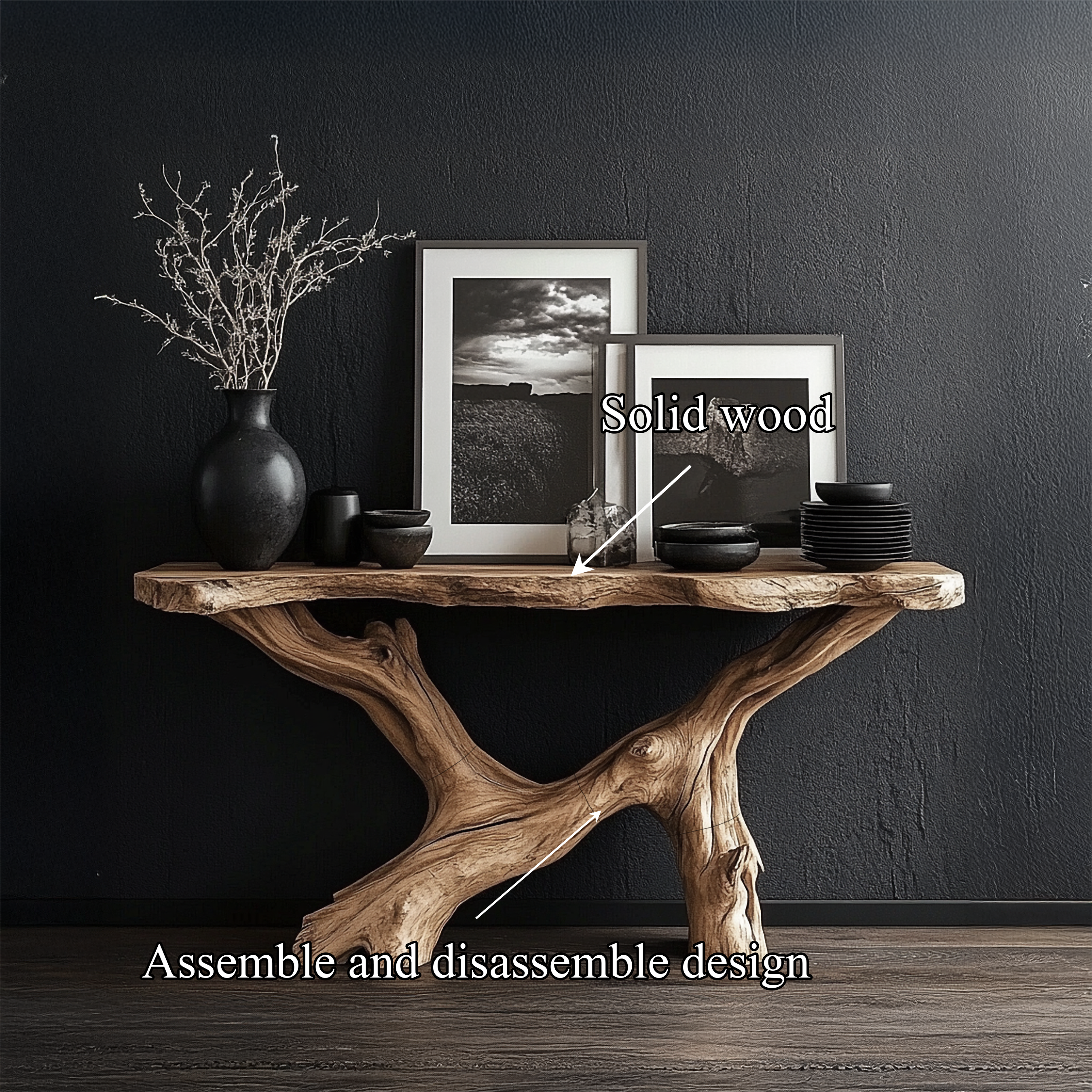 Live Edge Console Table Natural Wood Rustic Handmade Gift SINLSACS089