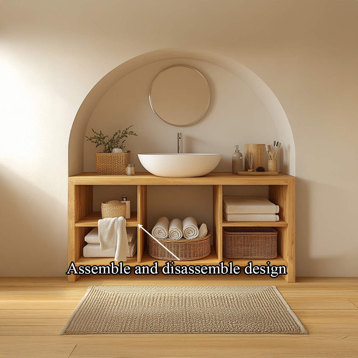 Contemporary Bathroom Storage Cabinet With Simple Open Shelf Layout SINLSABRV206