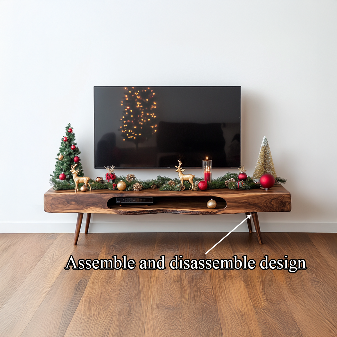 Mid Century Christmas TV Stand Modern Winter Living Room SINLSASC222