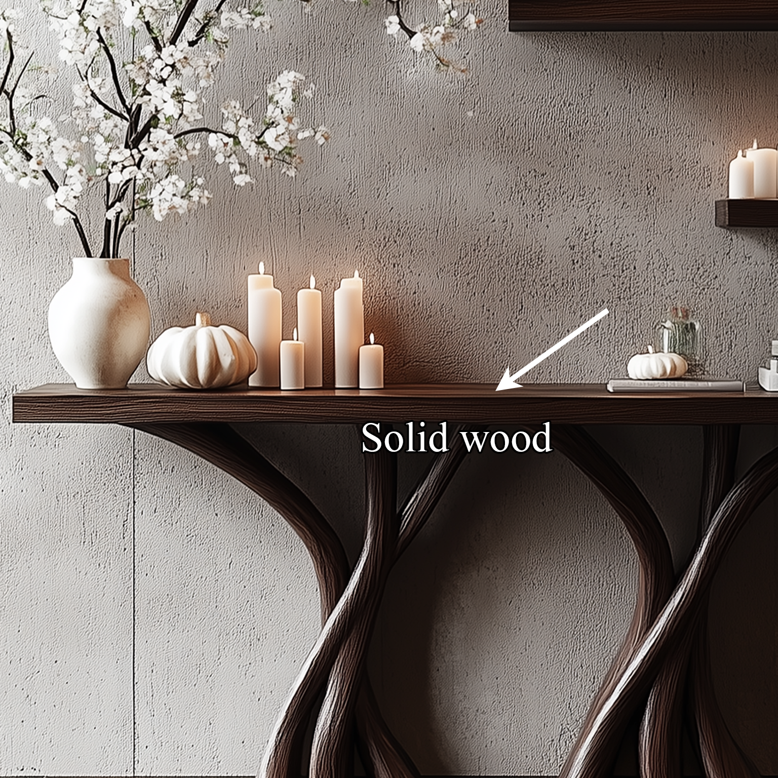 Sculptural Console Table Solid Wood Organic Rustic Gift SINLSACS084