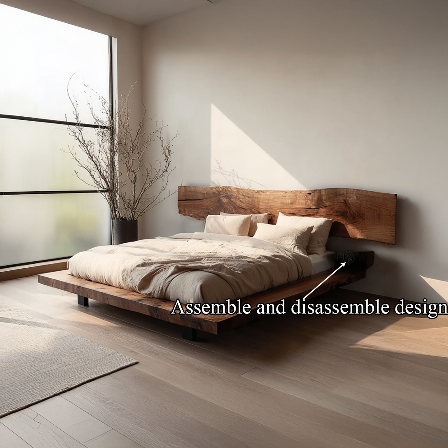 Rustic Bed Frame Cozy Bedroom SINLSAWB029