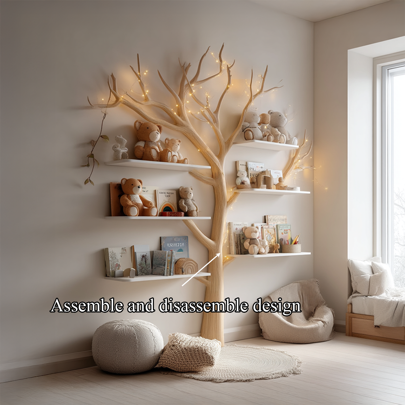Rustic Tree Bookshelf Nursery Bedroom SINLSATB257