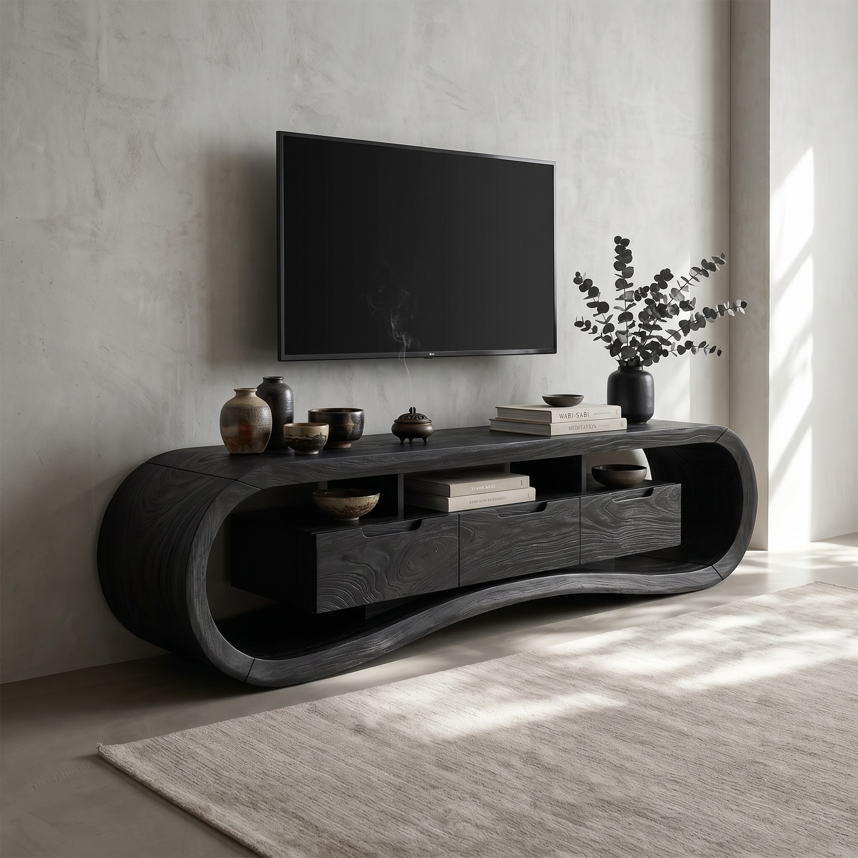 Modern Sculptural TV Stand For Luxury Minimalist Living Room SILDTTRTVC097