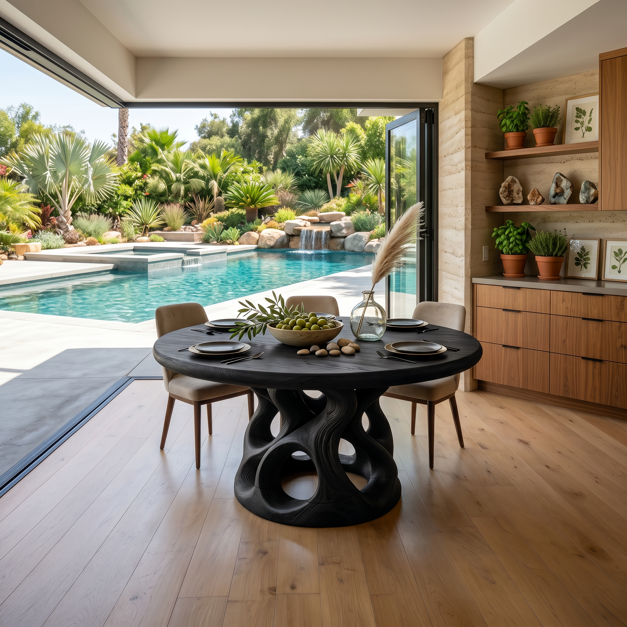 Sculptural Round Kitchen Table For Garden View Room SILDTTRDN065
