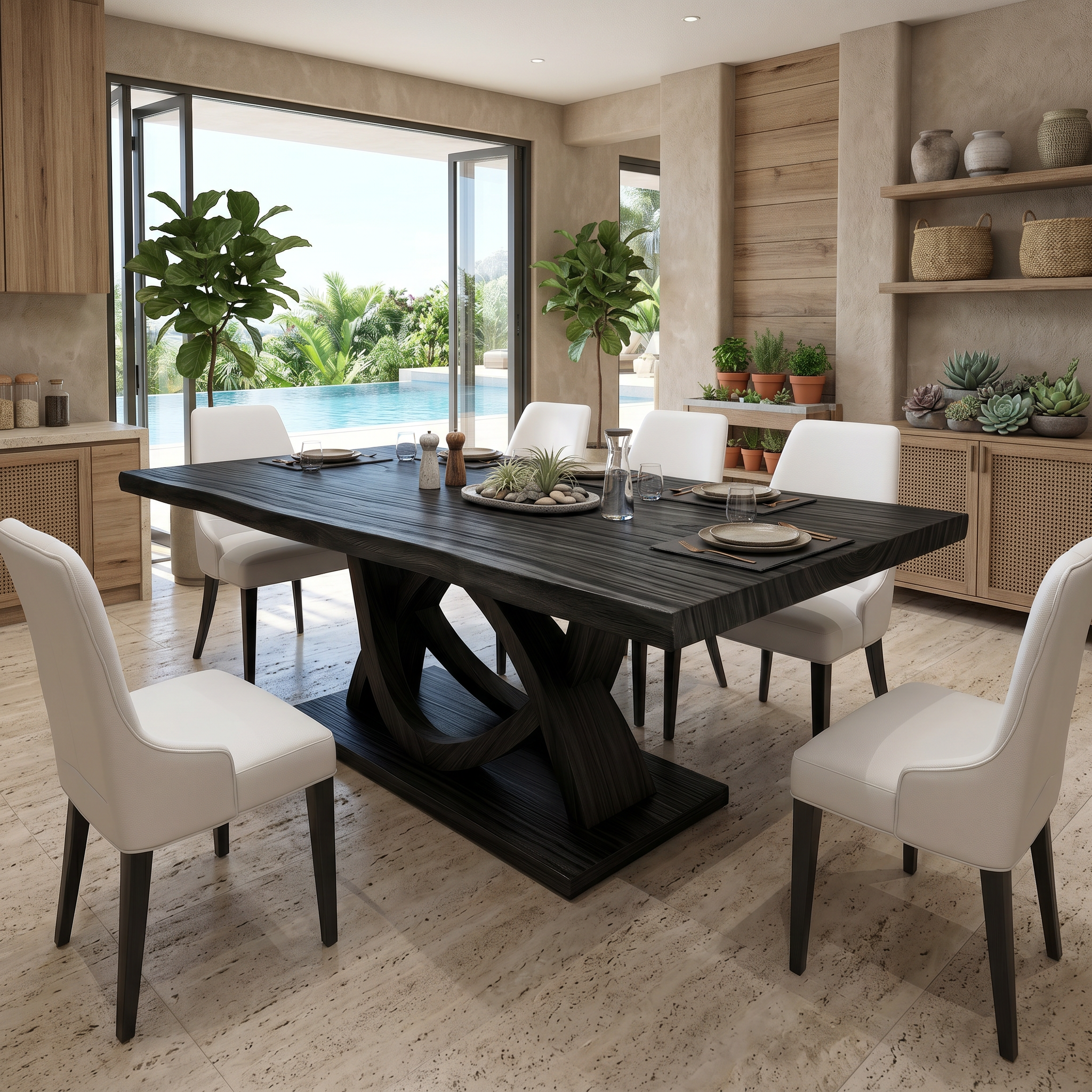 Curved Pedestal Table For Resort Dining Room SILDTTRDN069