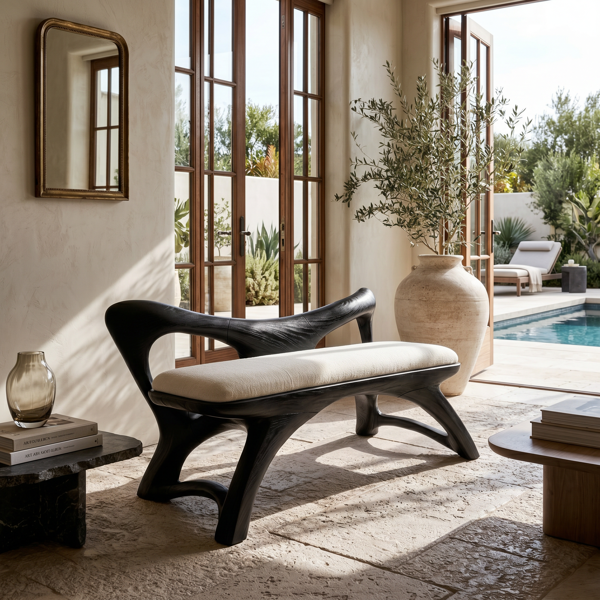 Organic Modern Wooden Bench Luxury Entryway SILDTTRBEN053
