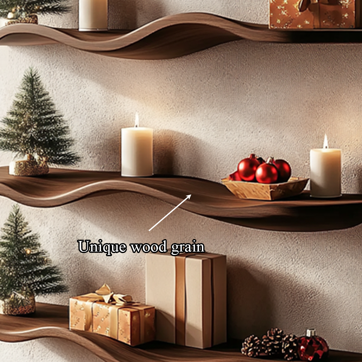 Mid Century Wavy Floating Shelf Living Christmas Spaces SINLSAWV009