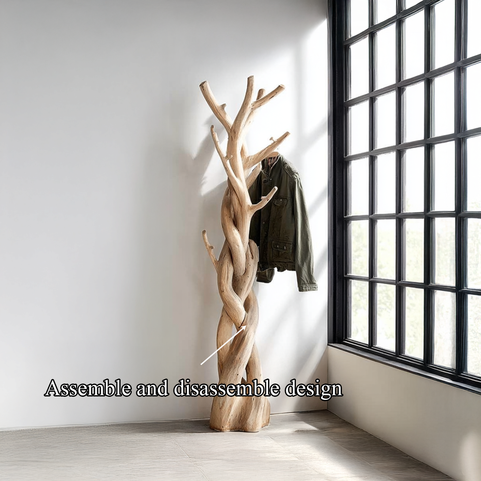 Rustic Tree Coat Rack Bedroom Closet SINLSATCR012