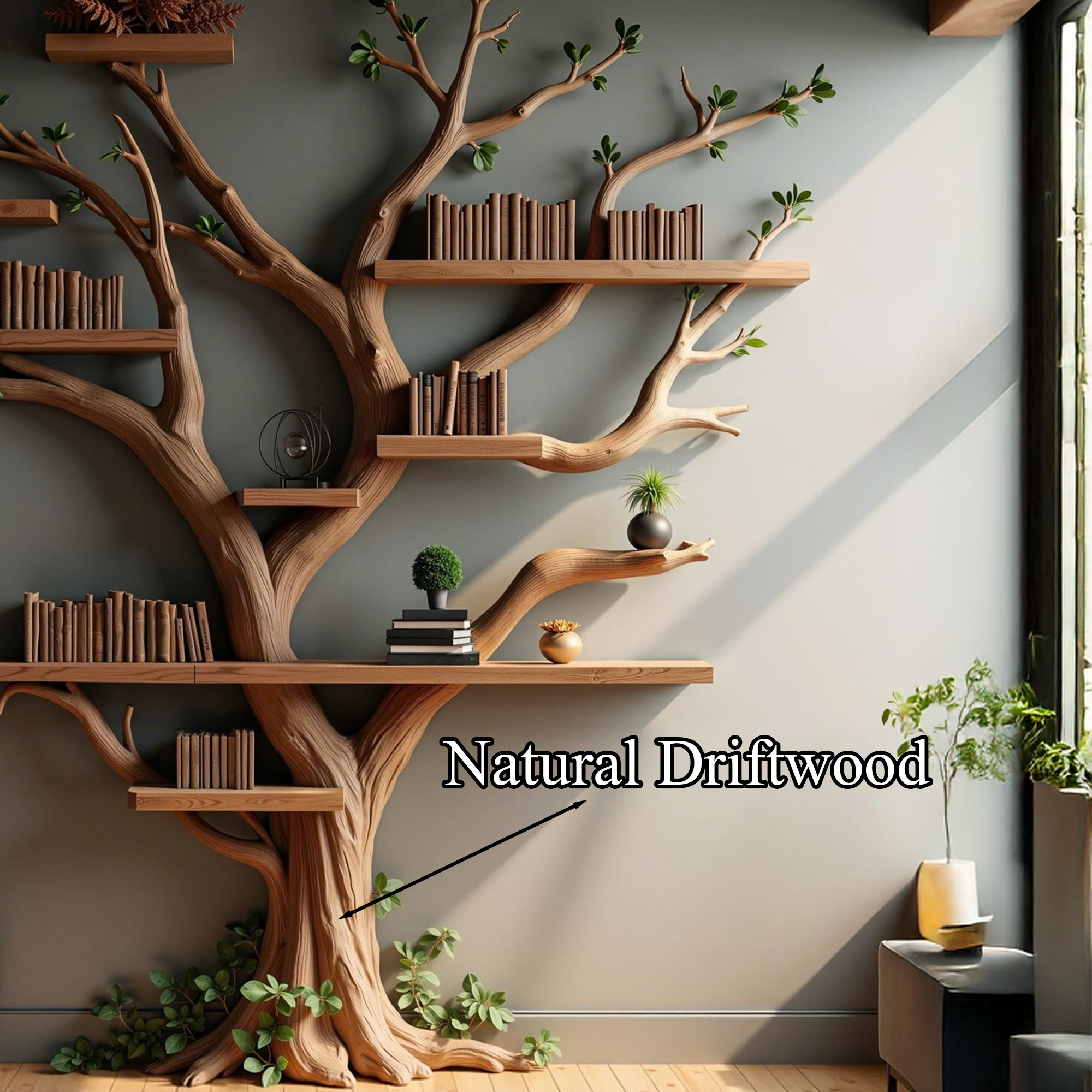 Live Edge Bookshelf Rustic Modern Shelf Decor Home SINLTB125