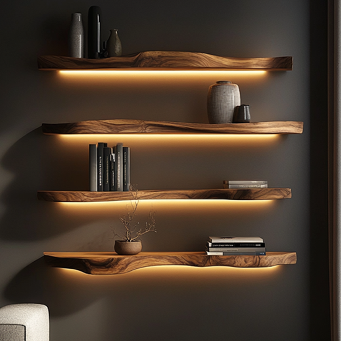 Mid Century Floating Wall Shelf For Modern Bedroom Decor SINLSAFL194