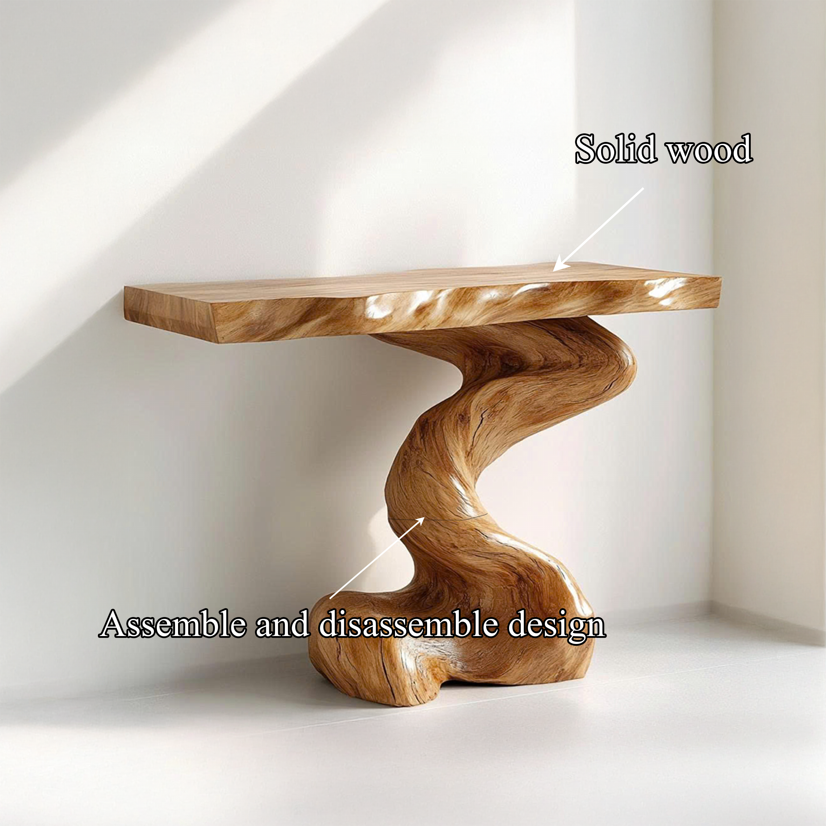 Mid Century Modern Console Table Sculptural Wood Art Living Area Entry SINLSACS393