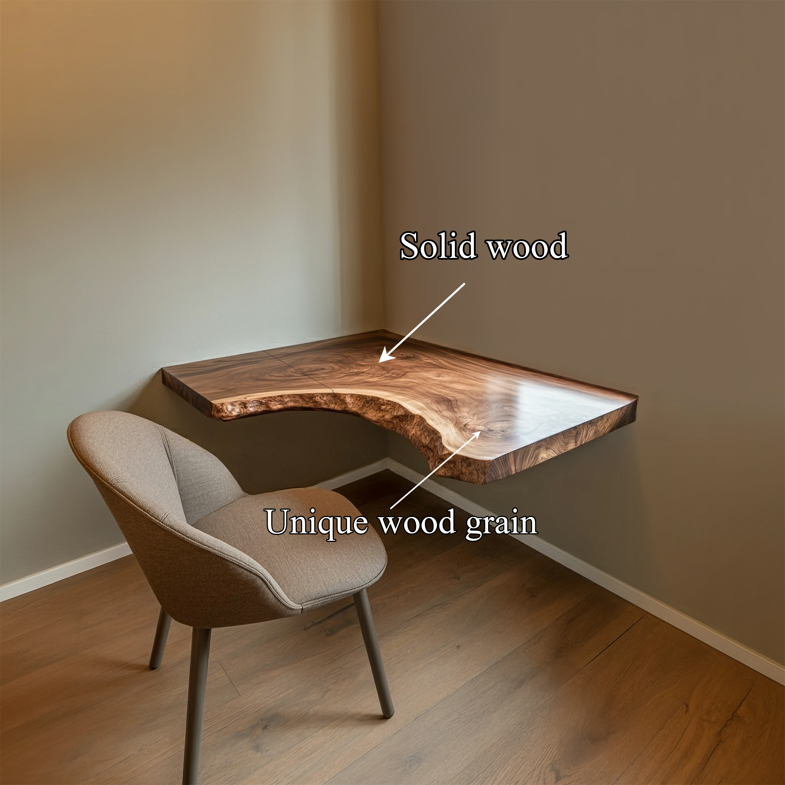 Rustic Live Edge Floating Desk Home Office Or Bedroom SINLSAFL351
