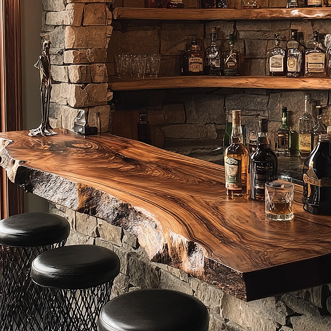 Rustic Live Edge Bar Shelf Home Decor SINLSAFL174