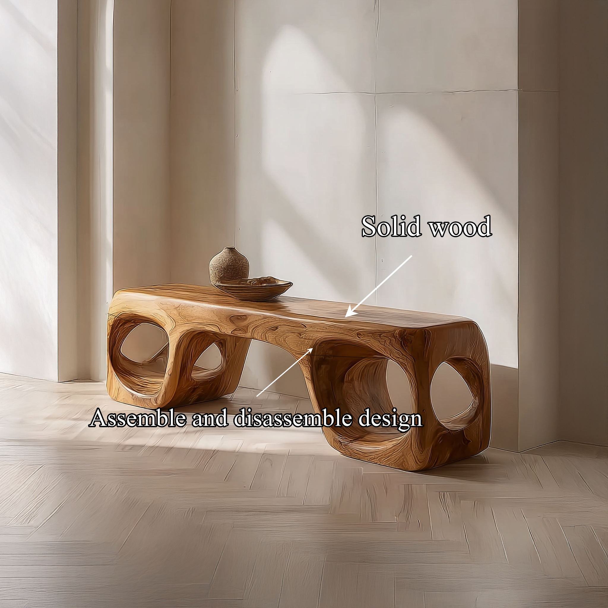 Rustic Organic Shape Bench For Living Room And Bedroom SINLSARS074