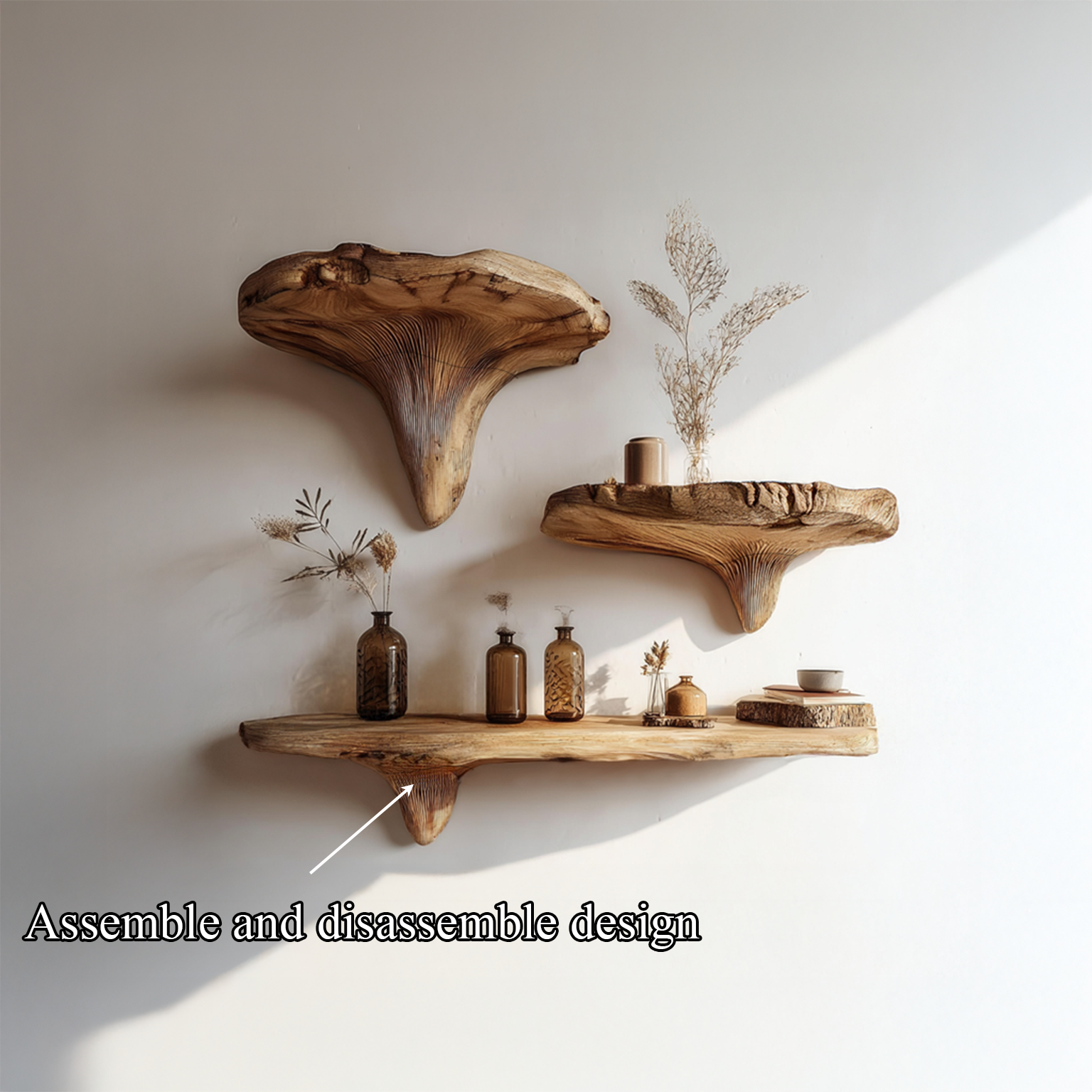 Rustic Live Edge Musrhroom Shelves Living Room Decor SINLSAFL092