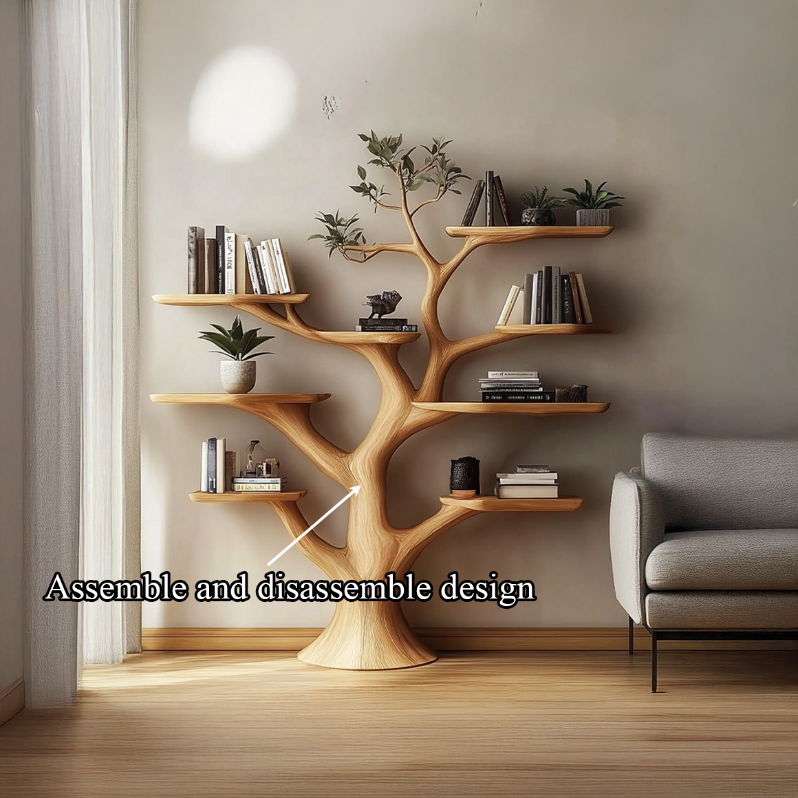 Handmade Walnut Tree Shelf Living Room Decor Gift SINLSATB500