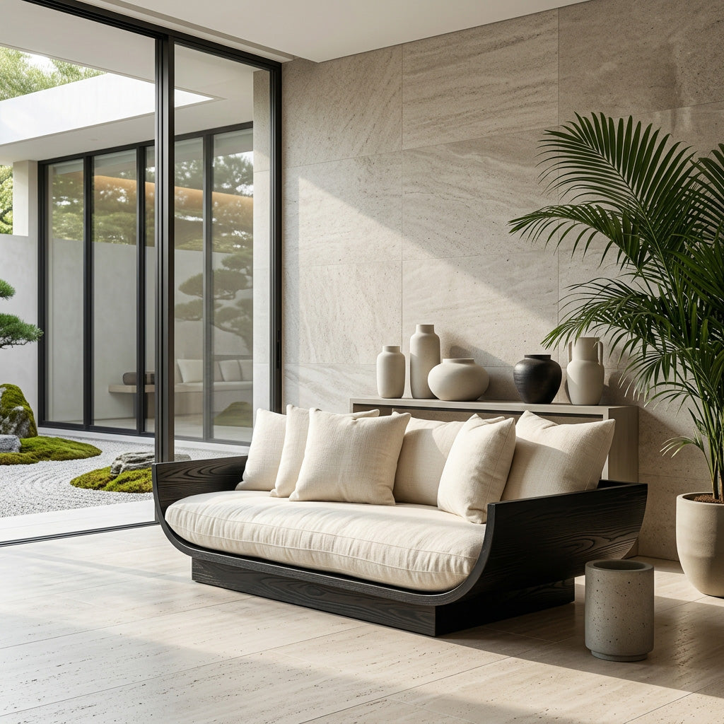 Wooden Sofa With Curved Form For Living Room RTTHHNSFA042