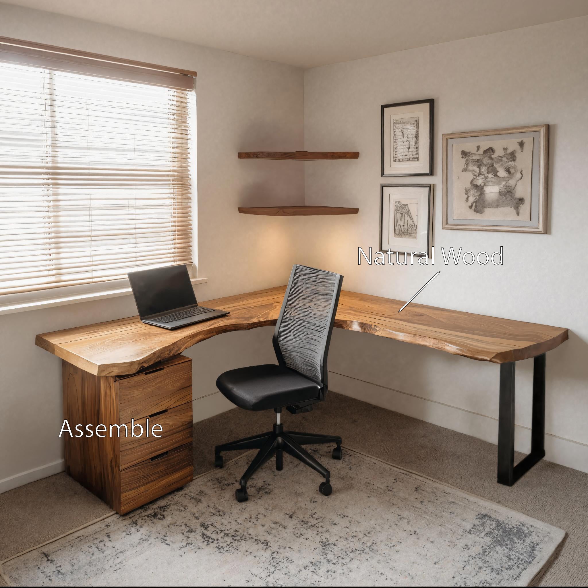 Modern L Shaped Desk With Drawer Storage For Workspace RTTHHNDE080