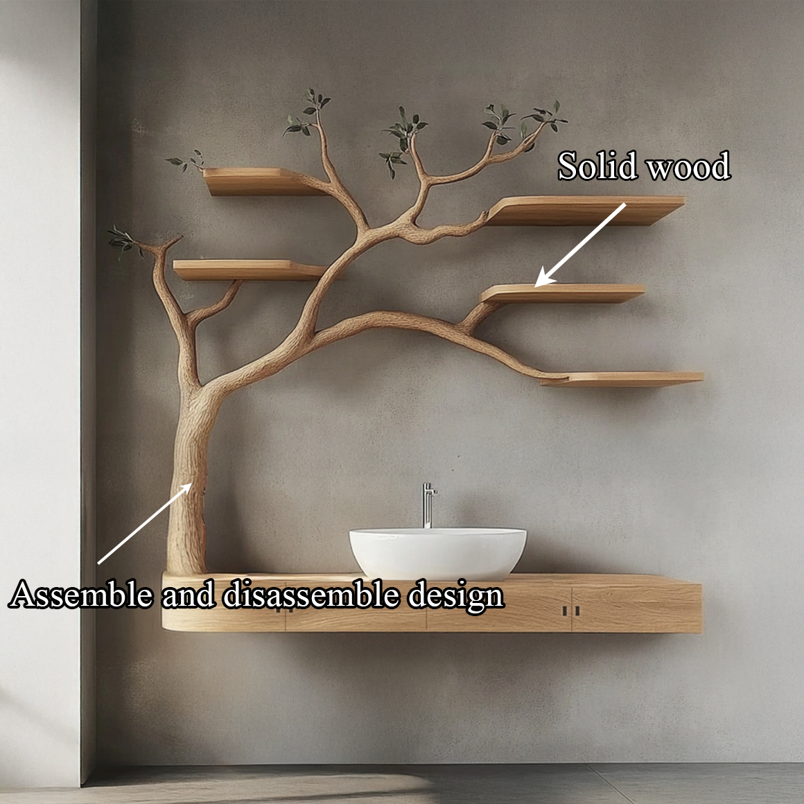 Rustic Organic Floating Tree Vanity Bathroom Or Spa Room SINLSATBB020