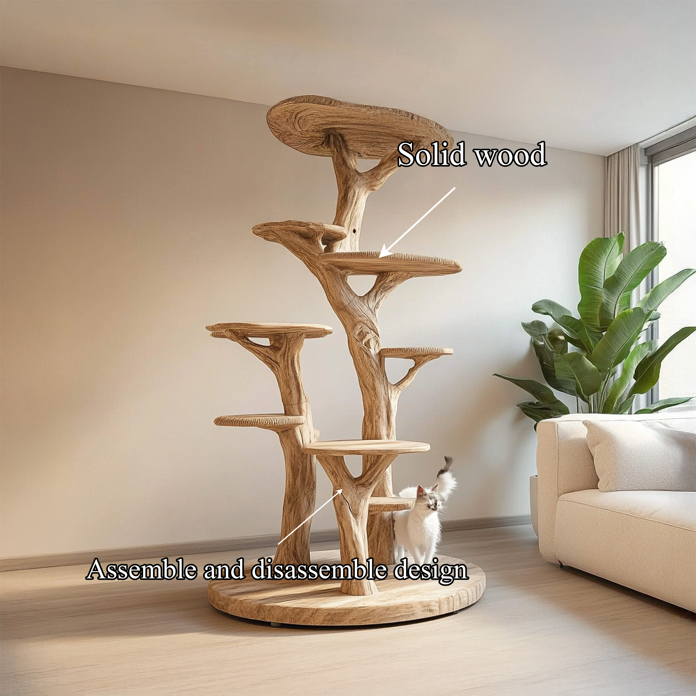 Rustic Wood Tree Cat Tower Living Room SINLSATT113