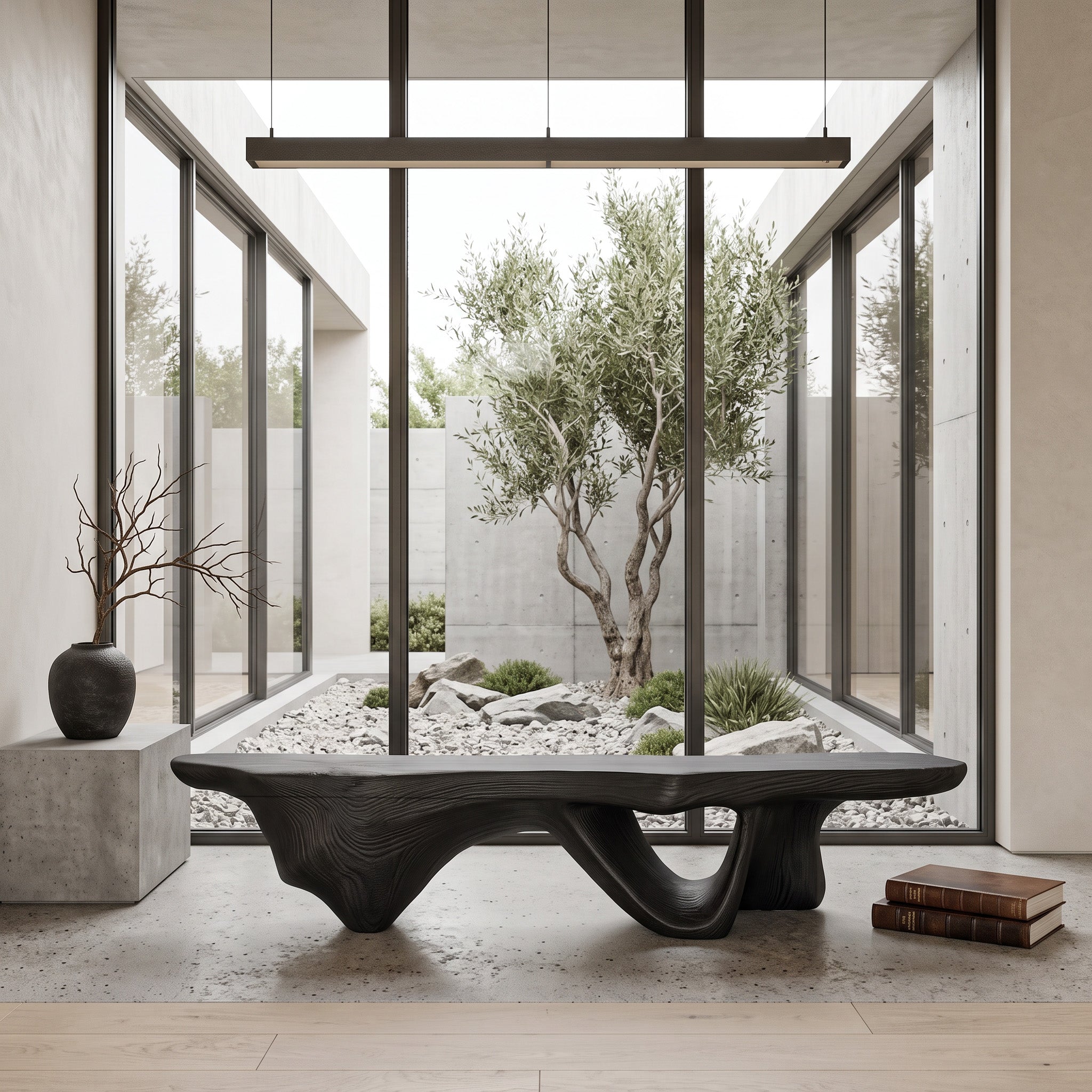 Modern Sculptural Bench With Flowing Design For Living Room SITHHNCHR040