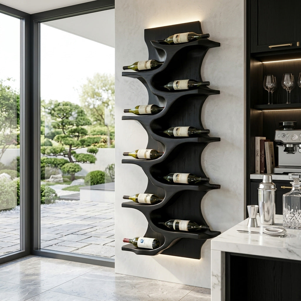 Rustic Natural Wood Wine Rack For Home Bar Wall Storage RTTHHNWH008