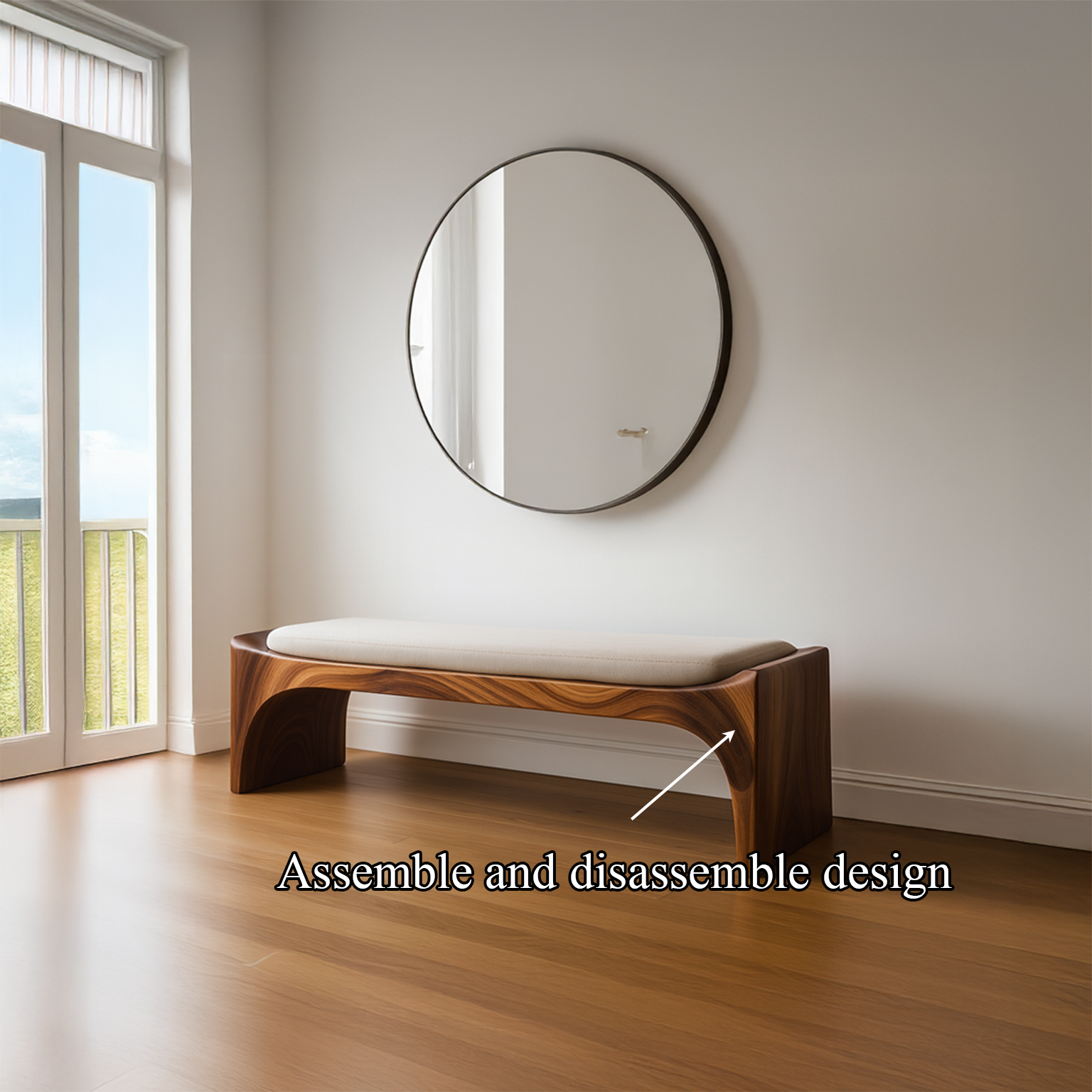 Mid Century Modern Bench Entryway Accent Seating Living SINLSARS011