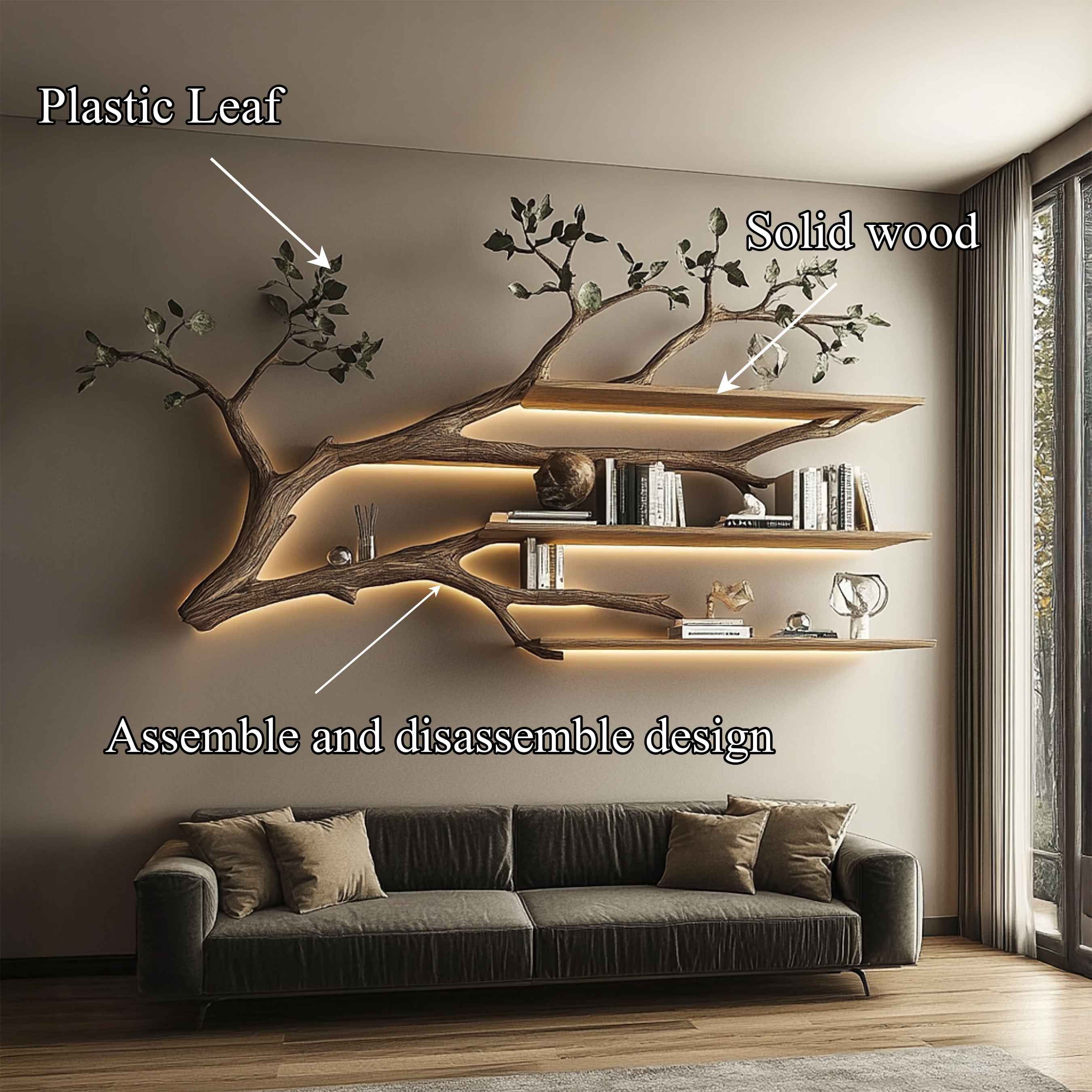 Rustic Tree Branch Floating Shelf Living Room SINLSATBS038