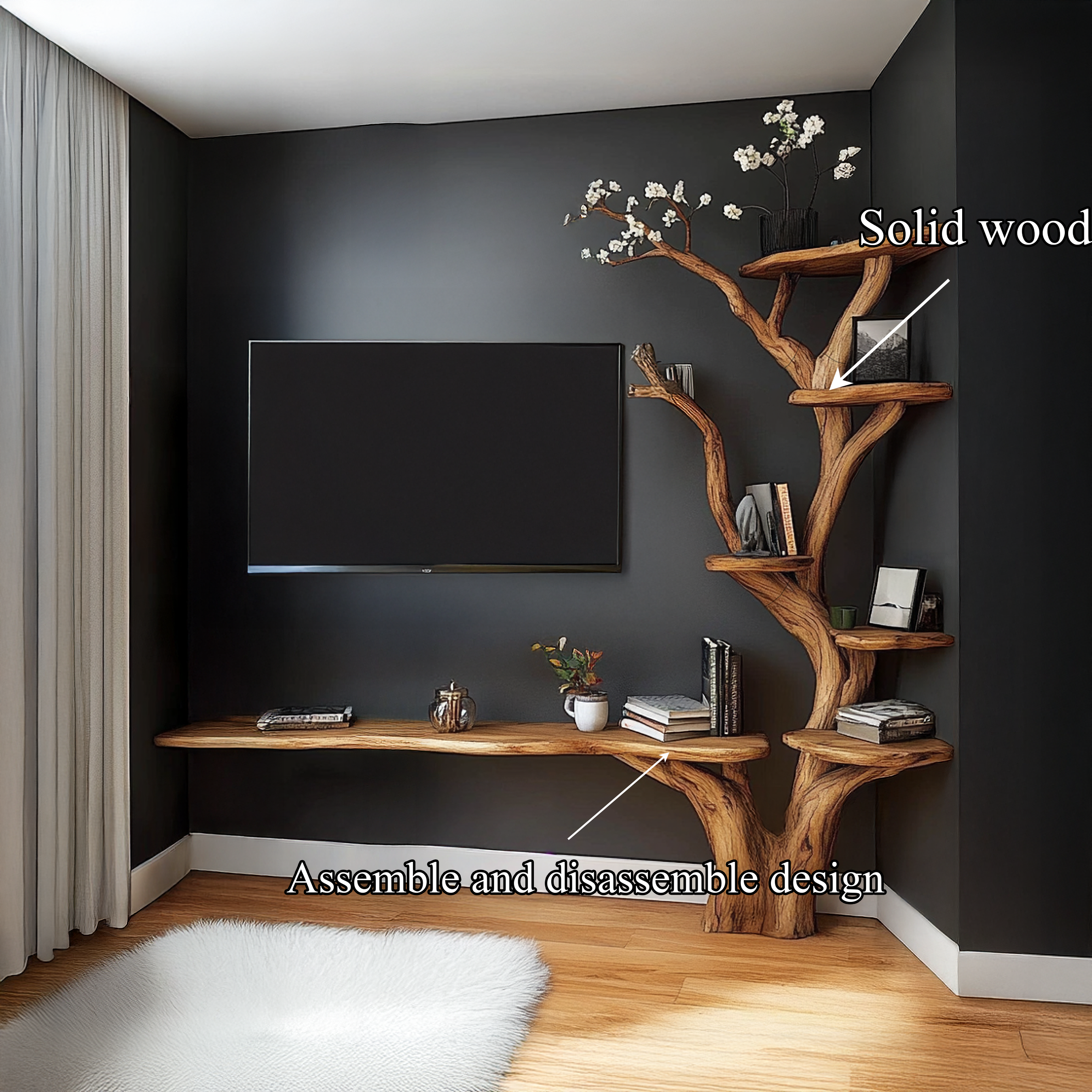 Modern Sculptural Tree Wall Mounted Desk For Living Room SINLSATB632