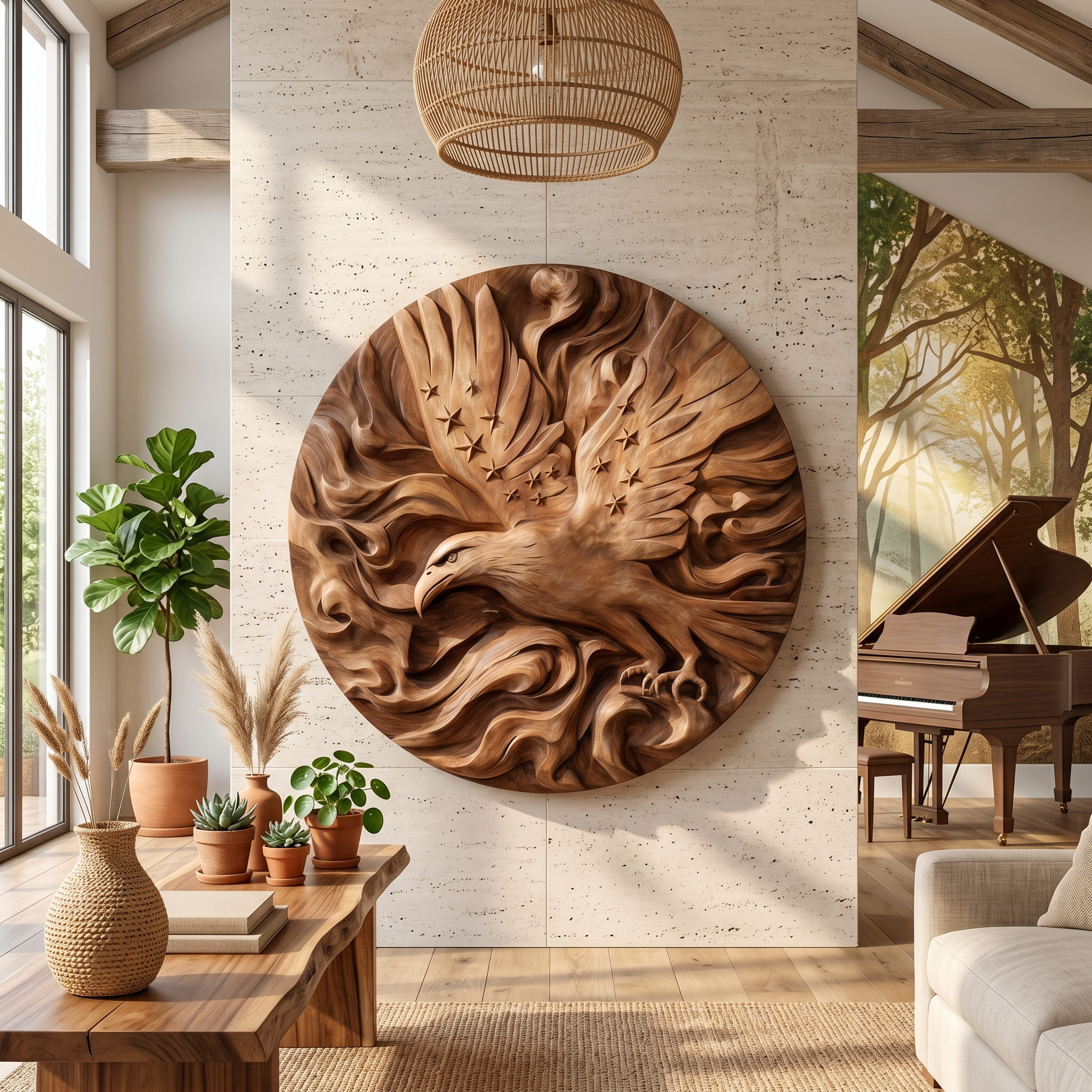 Farmhouse American Flag Wood Wall Art Cozy Living Room Decor SILDTTRWA109