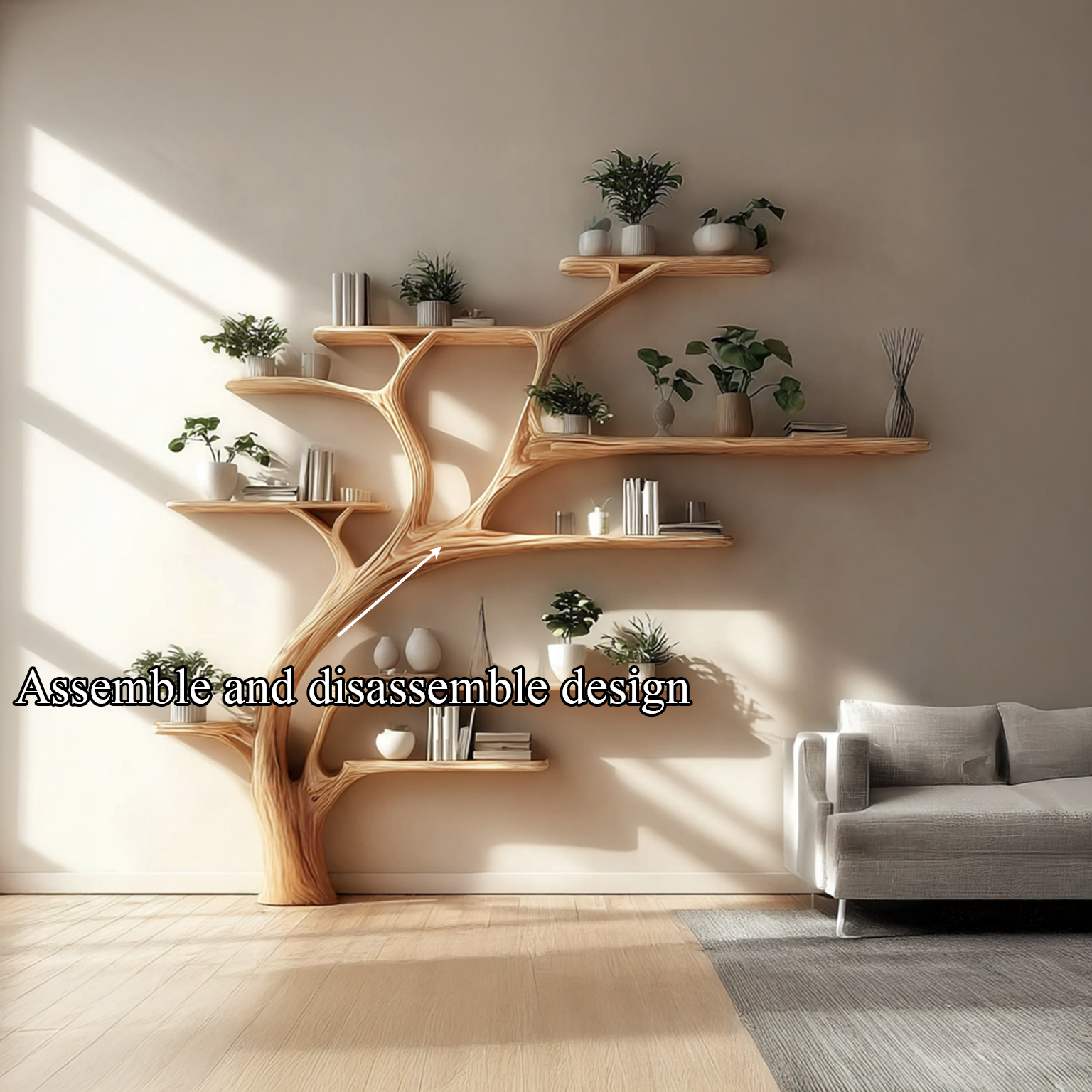Midcentury Tree Bookshelf Bedroom Entry SINLSATB211