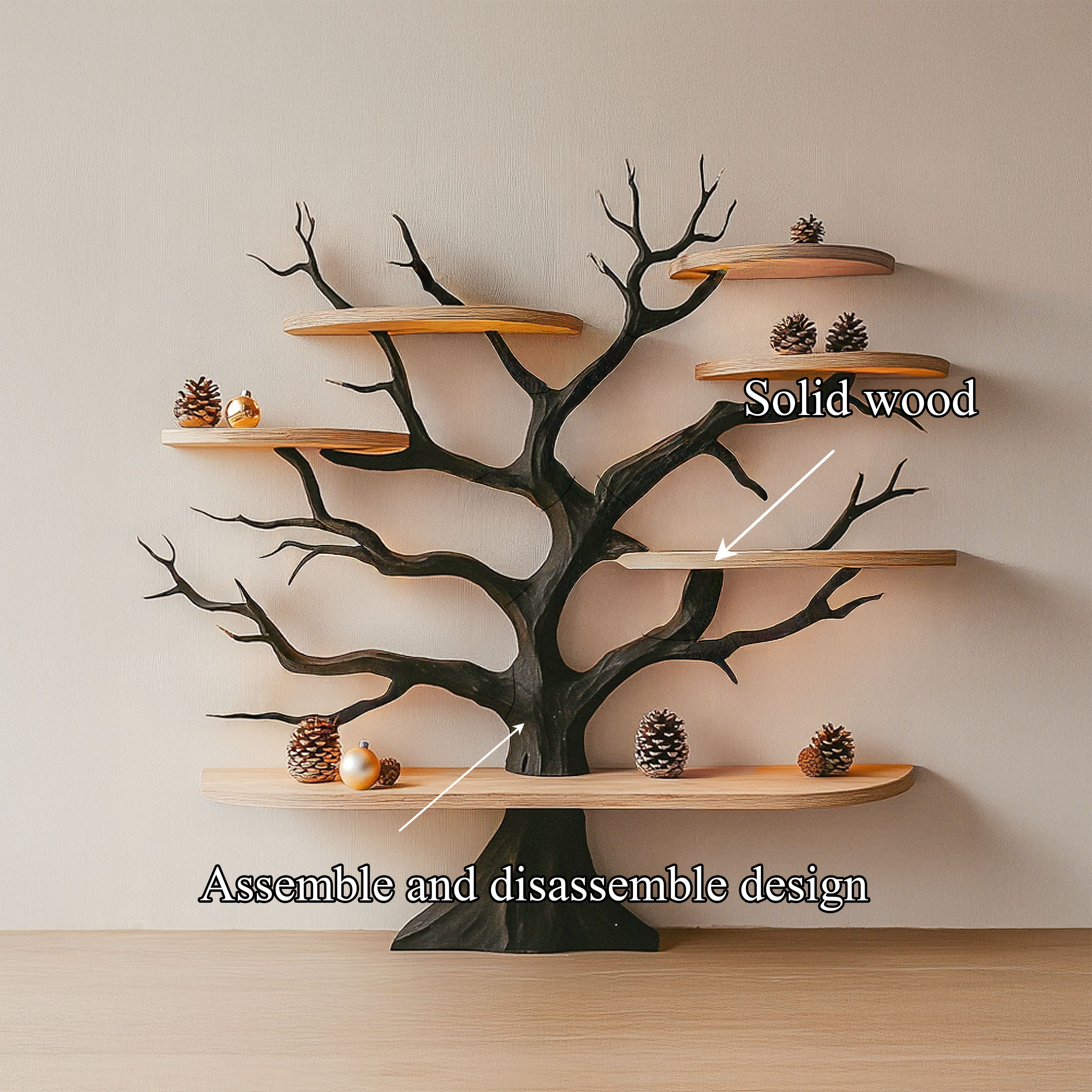 Rustic Tree Wall Shelf Christmas Living Room Or Bedroom SINLSATB570