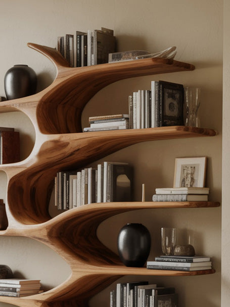Modern Sculptural Bookshelf With Organic Design For Living Room SITHHNBS037