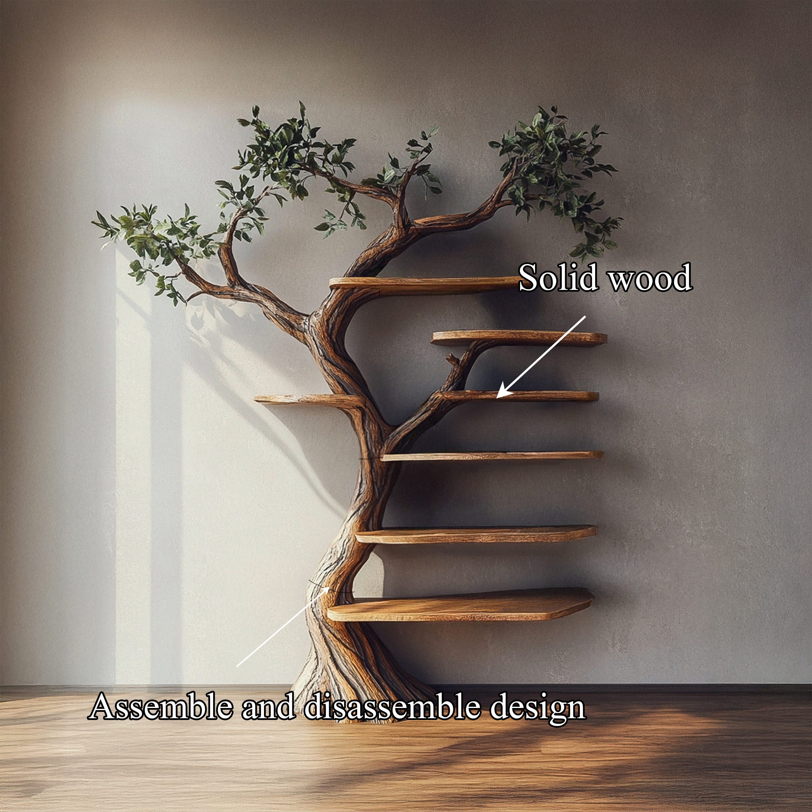 Rustic Tree Branch Shelf Christmas Bedroom SINLSATB582